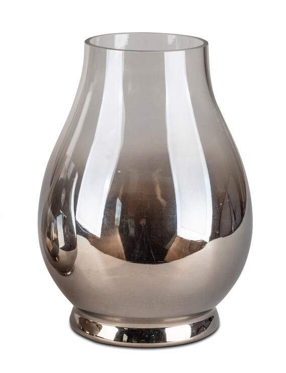Elegantes Windlicht aus metallisch glänzendem Farbglas - 24 cm