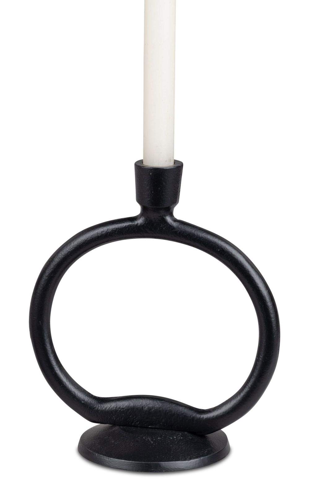 Spitzerzen-Leuchter Kreis Aluminium matt-schwarz lackiert - 22cm
