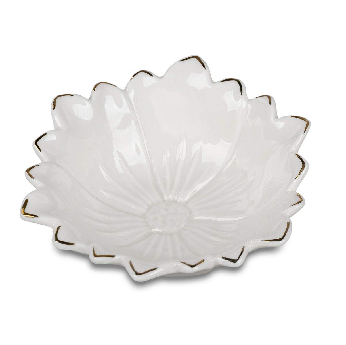 Deko-Schale Blume weiss-gold ca. 10cm Porzellan