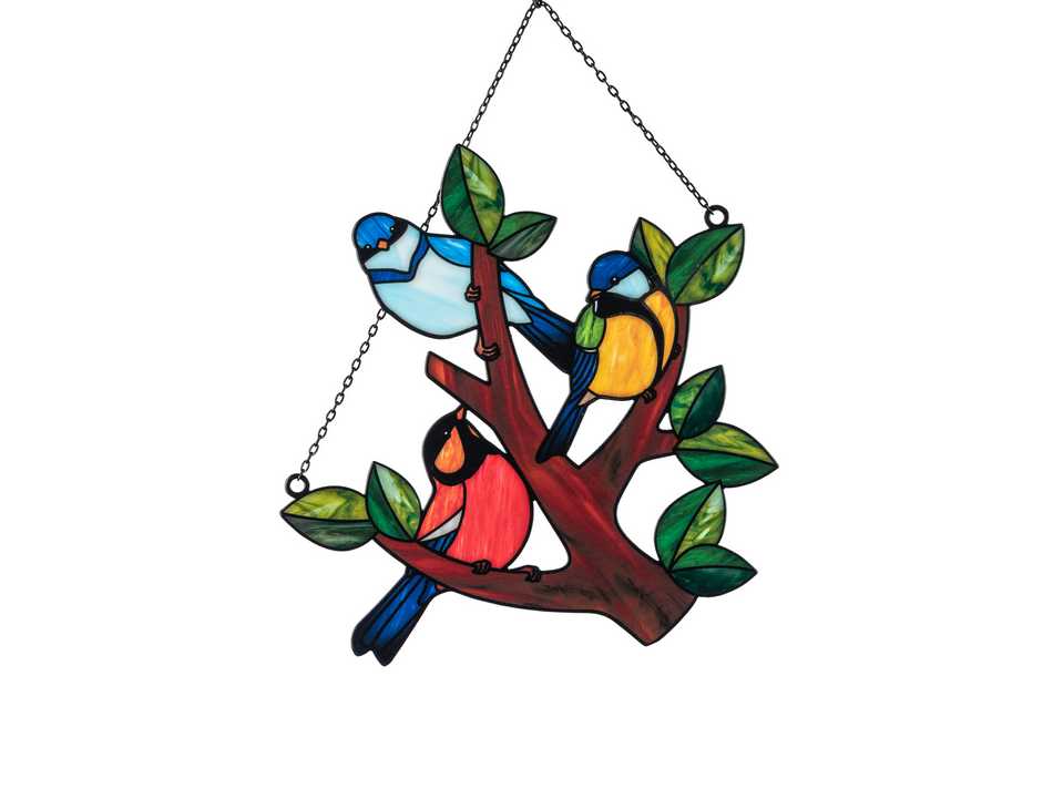 Metall-Hänger Baum mit Vögeln, handbemalt, 26cm