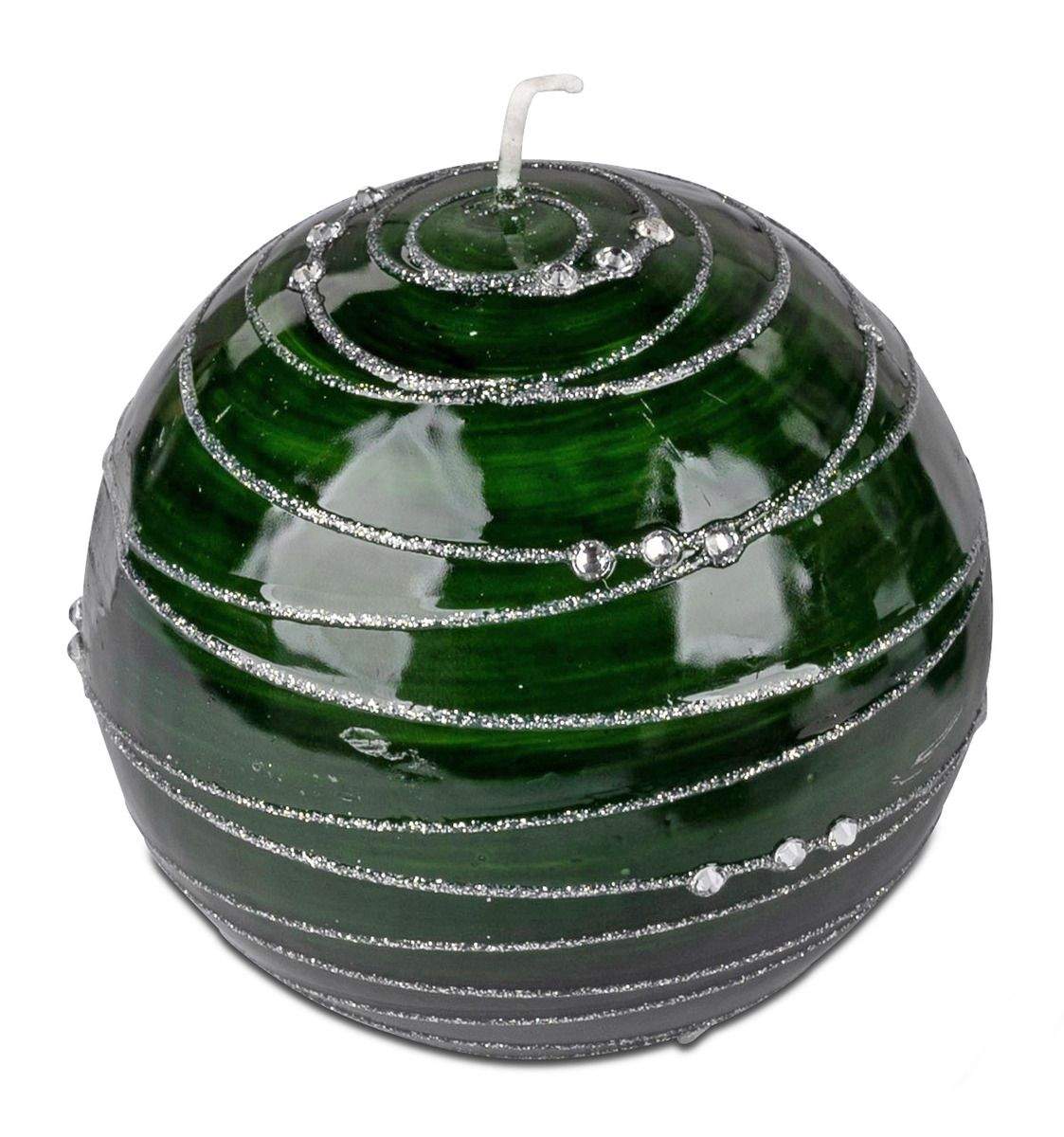 Kerzen Gründunkel mit Glitzer Spirale 8cm