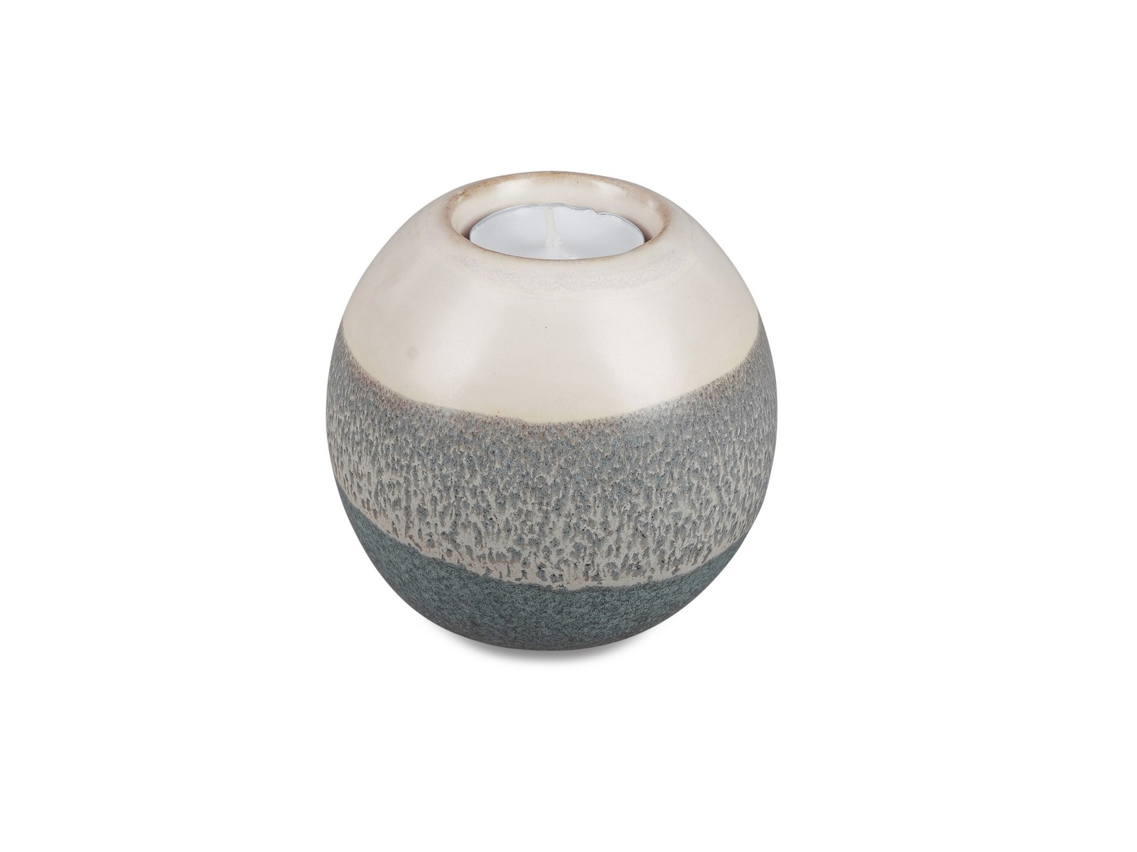 Teelichtleuchte Bergamo mint-creme rund ca. 11cm